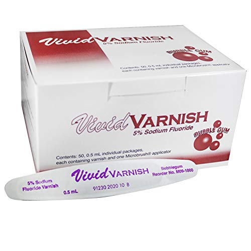 Vivid Varnish - Sodium Fluoride Varnish - for Treatment of Dental Hypersensitivity, Bubblegum Flavor, Pack of 50