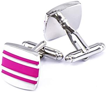 DOLOVE Cuff Links Groomsmen Enamel Square Cufflink Gold Pink Mens Cuff Link