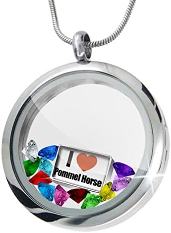 Floating Locket Set I Love Pommel Horse + 12 Crystals + Charm, Neonblond