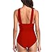 W YOU DI AN Women's Swimsuits Plus Size One Piece Tummy Control Ruched Full Lined Swimsuit Front Cross Backless Bathing Suit Red