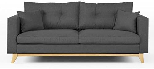 Cooper Canape Droit Convertible 3 Places Tissu Gris