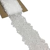 LACE REALM 2.25″×10 Yards Stretch Floral Pattern Lace Ribbon Trim Lace for Headbands Garters Decorating Floral Designing & Crafts(White)