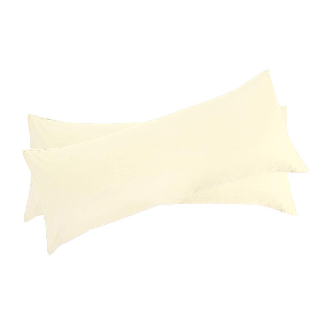 sourcing map Bolster Pillowcase Soft 1800 Series Microfiber 90 Gsm Ployester, Set of 2 Long Pillow Covers for Body Pillows 4ft, 4.5ft, 5ft, 6ft Pearl White Body(51cmx140cm)