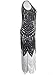 Vijiv Women 1920s Gastby Sequin Art Nouveau Embellished Fringed Cocktail Dresses Black Large