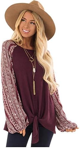 WUGO Women's Comfy Casual Plain Long Sleeve Side Twist Front Knotted Button Shirts Tops Blouses