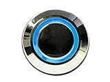 mod/smart Blue Illuminated Bulgin Style Momentary Vandal Switch - 22mm -Silver Housing - Ring Illumination