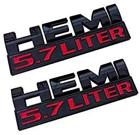 2pcs Black HEMI 5.7 LITER Emblem Decal Badge Sticker For HEMI Enthusiast