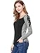 Allegra K Women's Floral Embroidery Color Block Raglan Sleeve T Shirt Grey L (US 14)