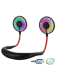 Mini ventilador portátil de mano con diseño de manos libres USB y luz blanca, 3 velocidades, silencioso, recargable, perfecto para deportes, viajes y oficina.