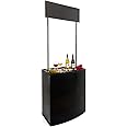 Black Demonstration Counter with Sign Header Only Weighs 14-lbs. and Comes with 2 Interior Shelves and A Carrying Case, Gloss Black Plastic and Aluminum Body, 32 x 81 x 18-1/2-Inch