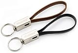 PowerOnKey PU Leather Micro USB Cable (Pack of 2): Fast Charging and Data Transfer Cord for Android Devices, Stylish Smartphone Cable, Discreet Keychain Ring Design â€“ Black & Brown