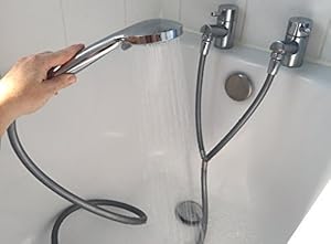 Turn your hot and cold bath / basin taps into an instant shower with this Silver Y Shape Shower ...