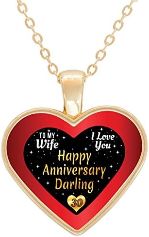 BonzaBuys To My Wife 30th Anniversary Gold Heart Necklace - Wedding Anniversary Gifts For Her - Gold-Plated Jewelry