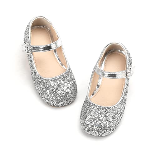 THEE BRON Little Girls Ballet Flats Silver/5M
