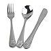 Dovia Stainless Metal Utensil Set, Bear Model, 3-Piece Flatware includes Spoon, Fork, Butter Knife, Colorful Cases (Rose)