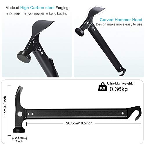 Bessport Tent Stakes and Tent Hammer Mallet, Carbon Steel Tent Pegs