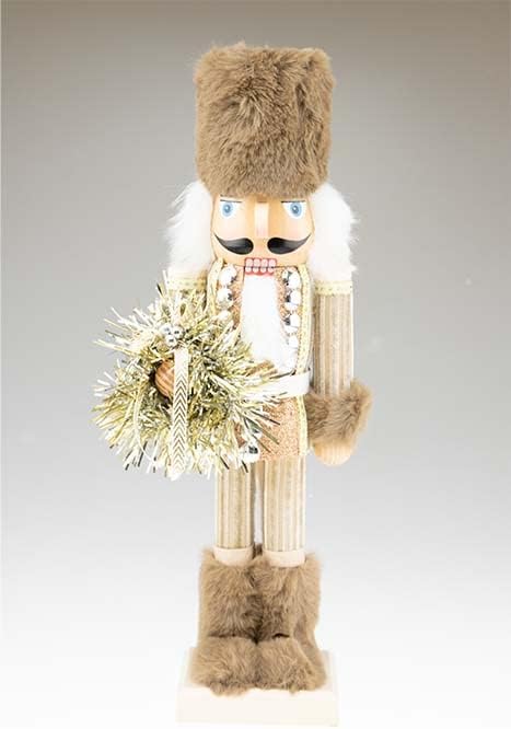 Nutcrackers - Clever Creations Brown Fur 14 Inch Traditional Wooden Nutcracker, Festive Christmas Décor for Shelves and Tables