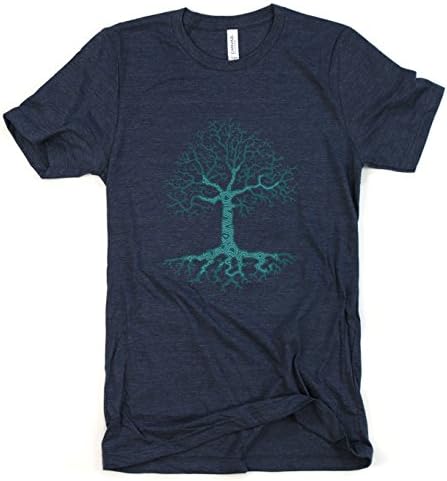 Wandering Ink Men's Growth Art Super Soft Hand Printed Tee Shirt (Medium, Heather Navy)