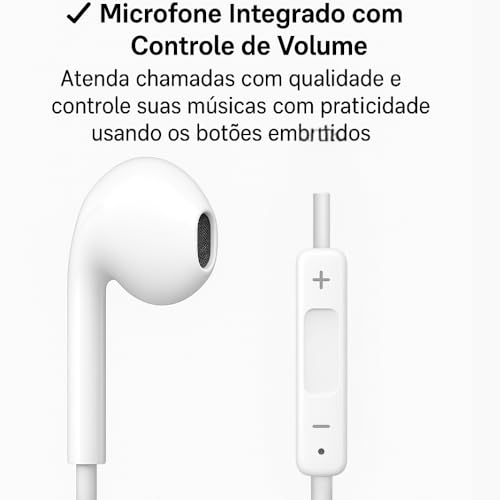Fones De Ouvido Com Fio Tipo C Microfone Integrado Compativel iPhone 15 15 Pro 15 Pro Max 16 16 Pro Max Com Fio Fones Estéreo Compatíveis ANDROID LG Qualidade Premium