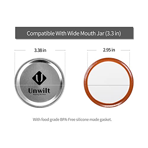 Unwilt Wide Mouth Canning Lids 48 Count Mason Jar Lids 3.3inches