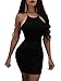 Misfondle Womens Sexy Bodycon Backless Spaghetti Lace up Mini Club Dress , 1-black, Small