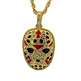 sameno Men's Hip-hop European and American Style Mask Personality Facebook Pendant Necklace Trend Fashion Jewelry (Gold)