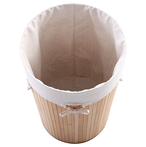 eXXtra Store Natural Bamboo Round Hamper Storage Bag Lid Washing Cloth Storage Laundry Basket + eBook