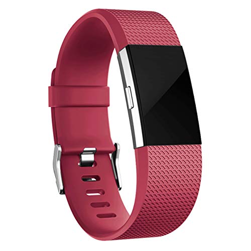 Wepro Bands Replacement Compatible with Fitbit Charge 2 for Women Men Small, 3 Pack Sports Watch Band Strap Compatible with Fitbit Charge2 HR Fitness Tracker, Black,Wine Red,Gray