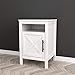 White Finish Nightstand Side End Table with Door Cabinet and Open Shelf 26