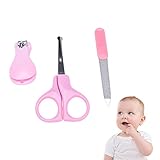 CoscosX Top Rated Baby Nail Clippers Set with Scissors and Nasal Tweezer,Child Toddler Grooming & Healthcare Kit and Shower Gift for All Children, Newborns, or Infants (Pink)
