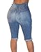 Universalgoods Womens Casual Denim Destroyed Bermuda Shorts Jeans Ripped Knee Length (XL)