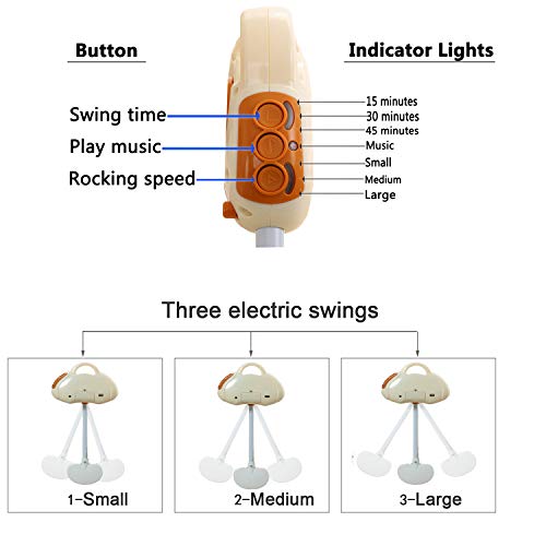 WBPINE Baby Cradle Swing, Automatic Baby Bassinets Swing Crib for Baby Boy and Girls with Music (Brown)