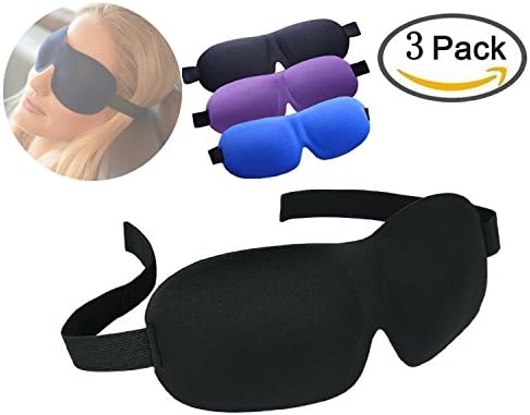 Radianzze Sleep Mask 3 Pack, Lightweight Super Soft & Comfortable 3D Contoured Eye Masks for men and women, Sleeping, Naps, Night Blindfold, Eyeshade plus a Pair of Earplugs as a Gift