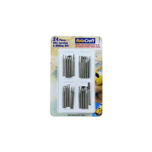 Rotacraft 24 Piece HSS Carving & Milling Set,Grey