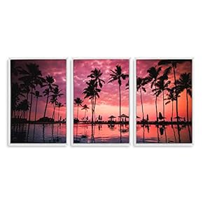 3 Piece Framed Canvas Wall Art for Living Room, Bedroom Vintage Tropical Palm Trees Canvas Prints for Modern Home Decoration Ready to Hang - 16"x24"x3 Panels