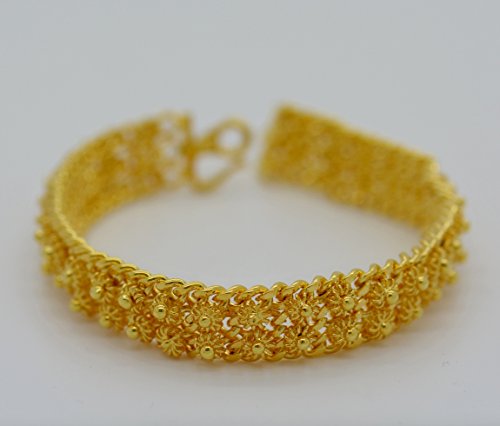 Gorgeous 22k 23k 24k Yellow Gold Plated Women Gorgeous Cuff Bangle Bracelet Pikul Sukhothai Style