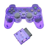 Accrie Transparent Color Wireless Controller 2.4G Vibration Controle Gamepad for Sony Playstation 2 Transparent Purple