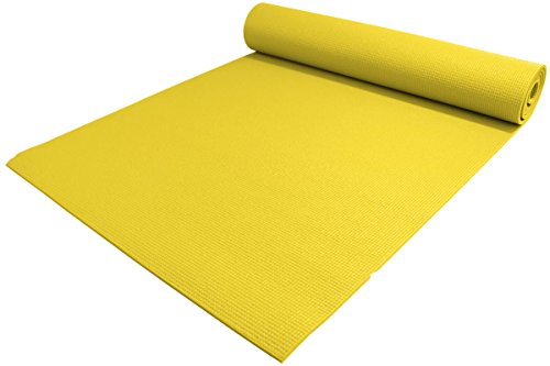 YogaAccessories 1/4″ Thick High-Density Deluxe Non-Slip Exercise Pilates & Yoga Mat, Yellow