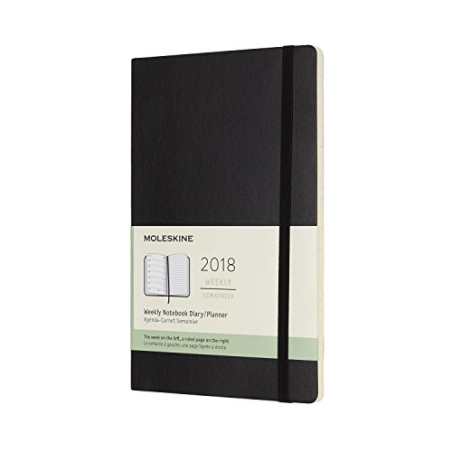 Moleskine 12 Month Weekly Planner, Large, Black, Soft Cover (5 x 8.25)