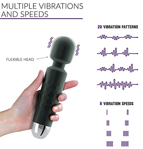 Wand Massager for Body Massage-Mini, Quiet, Waterproof-8 Powerful Speeds - 20 Modes - Great for Therapeutic Muscle Aches and Sports Recovery-Relaxation - Thumbnail 3