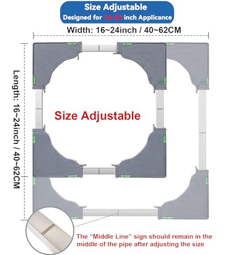 W B D WEIBIDA Washing Machine Trolley with 4 Wheels with Locking, Heavy Load 200 kg Base, Adjustable Width 40-62 cm Mobile Also for Dryer and Refrigerator