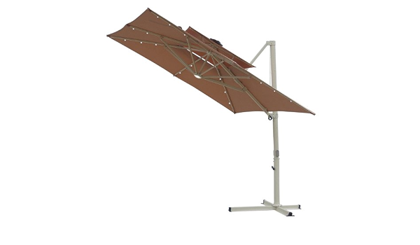Amazon Com 10 Solar Square Double Top Offset Umbrella Praline Patio Umbrellas Garden Outdoor