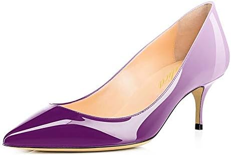 Lutalica Women's Patent Leather Pointed Toe Kitten Heel Wedding Party Dress Shoes Office Court Shoes