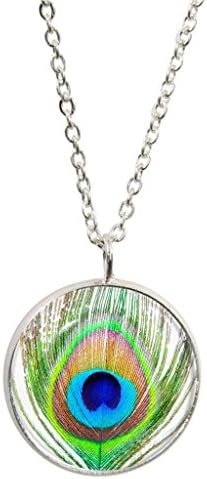 1 Stop Peacock Feather Design Silver Plated Pendant with Necklace in Gift Box