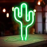 COOBONS Cactus Neon Signs, LED Neon Signs for Wall Decor, Led Safety Art Wall Decoration Lights Neon Lights Night Table Lamp with Battery Powered/USB for Baby Room, Home, Best Gift for Children ...