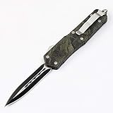OTF Safety Knife Double Action Dual Edge Black Military Camo Style