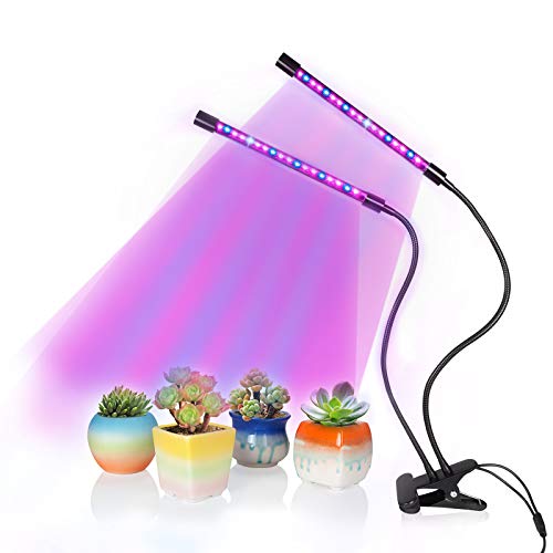 Plant Grows Lamp, SOLOFISH Dual Head 36 LED Full Spectrum Grow Lights with Brightness Adjustable and Timing Function for Plants Hydroponics Greenhouse Garden Home Office