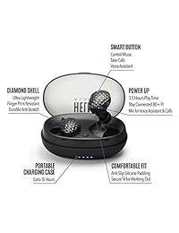 HELM Audio True   Auriculares in ear inalámbricos Bluetooth con funda de carga portátil, color negro