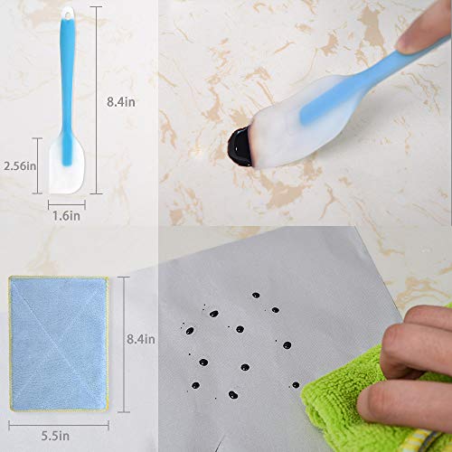 Besego Stove Burner Covers + Duster&spatulas, 8 Pack Reusable Gas Range Protectors 0.2mm Thick Stovetop Burner Liners, BPA Free, Non-Stick, Cuttable, Dishwasher Safe, Keep Your Stovetop Clean(Silver)