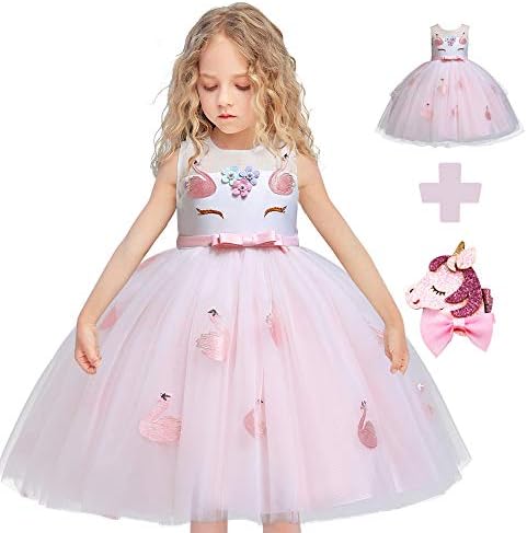 Flower Girls Unicorn Costume Cosplay Princess Dress up Kids Pageant Party Dress Dance Outfits Evening Gowns